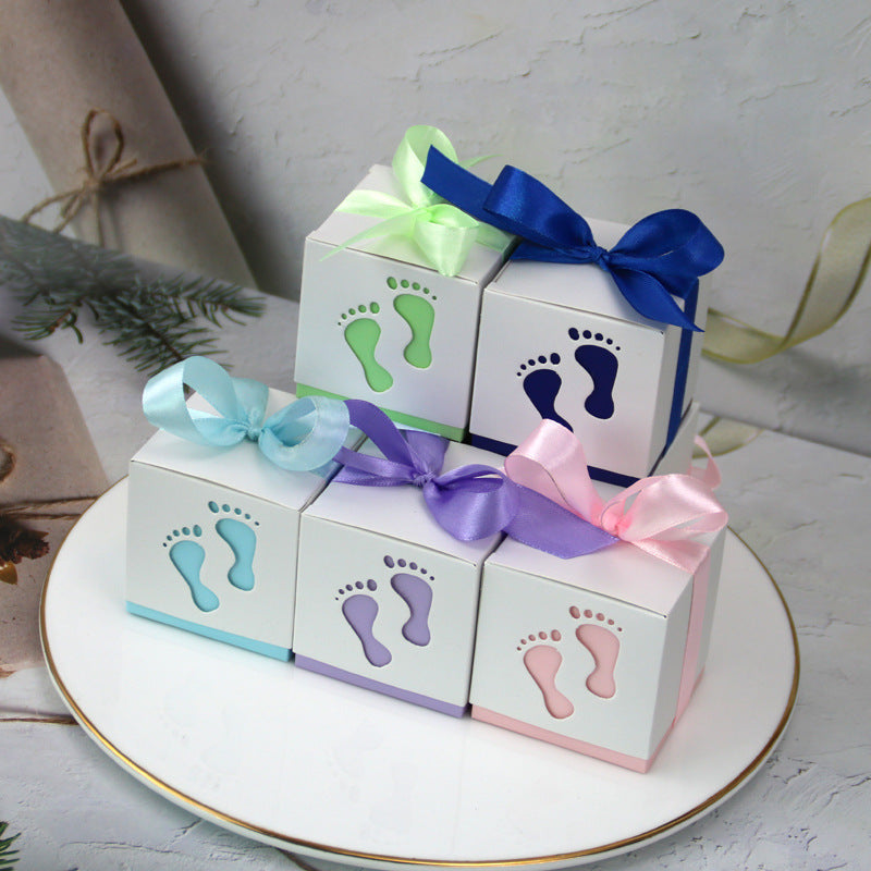 Hollow Baby Footprints Wedding Candy Box