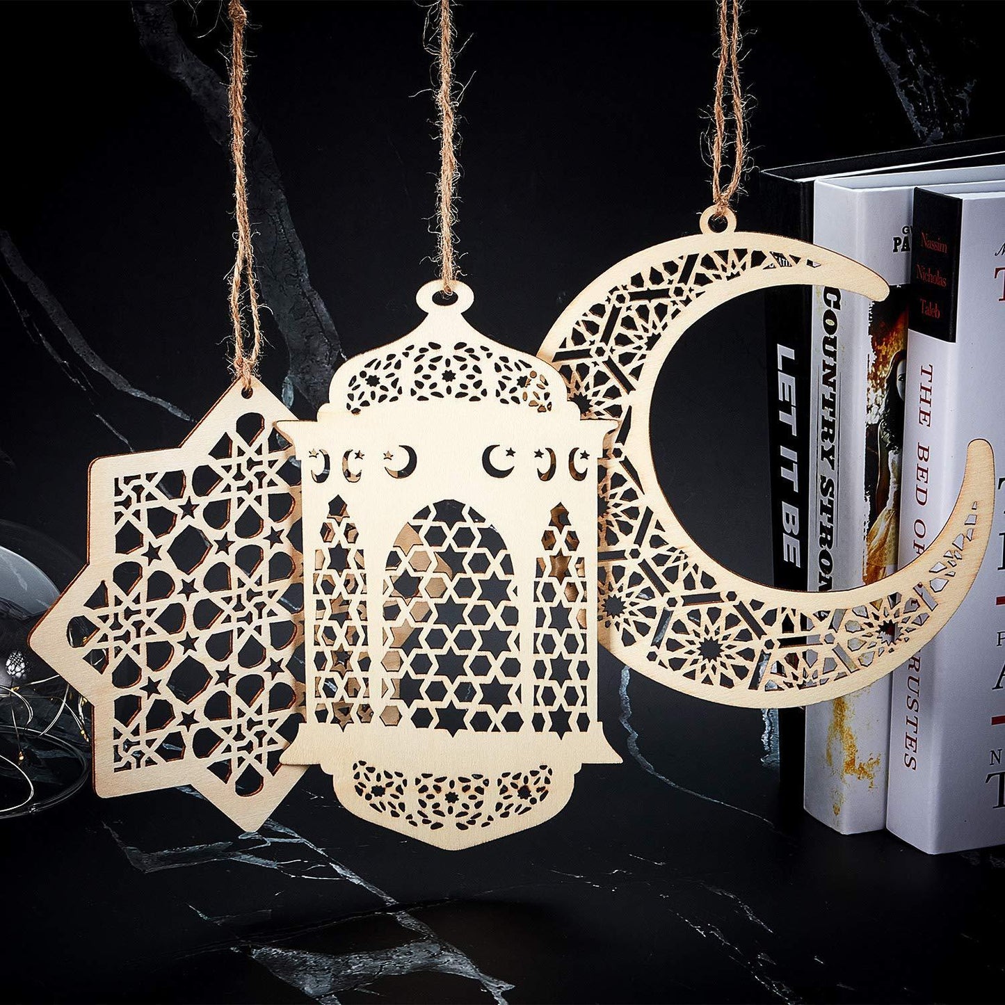 Wooden ramadan eid hanging ornaments