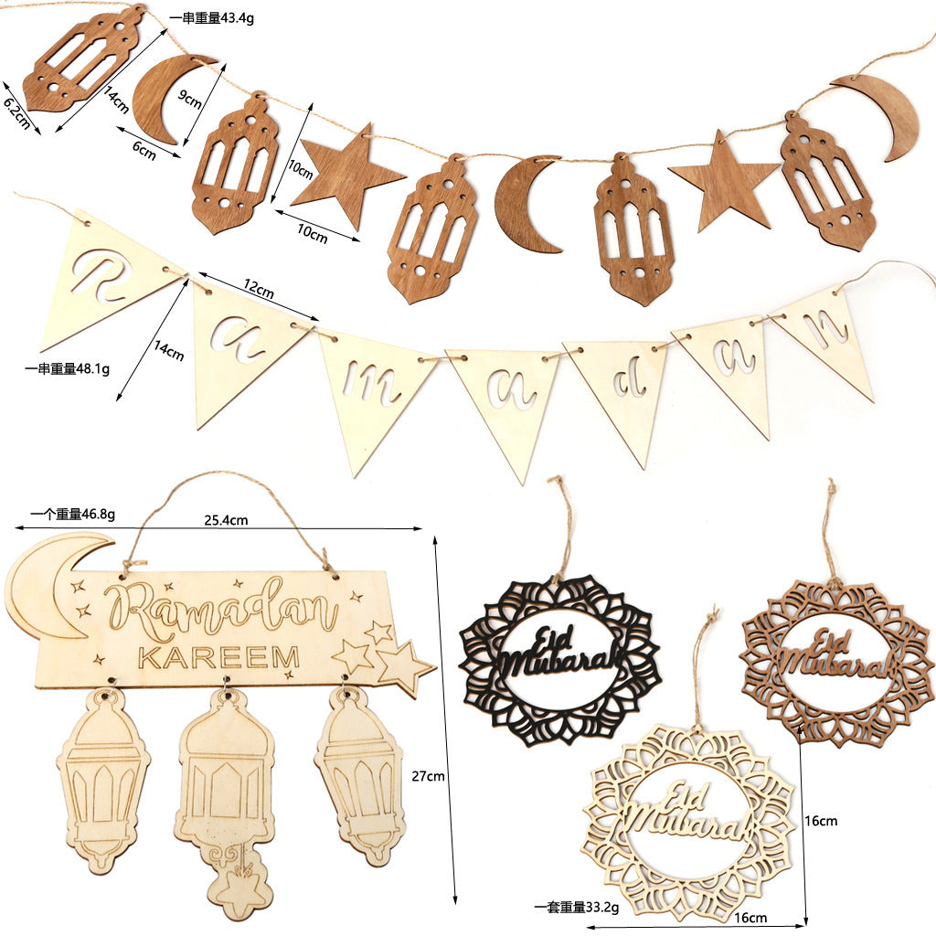 Wooden Ramadan Eid Pendants Decorations
