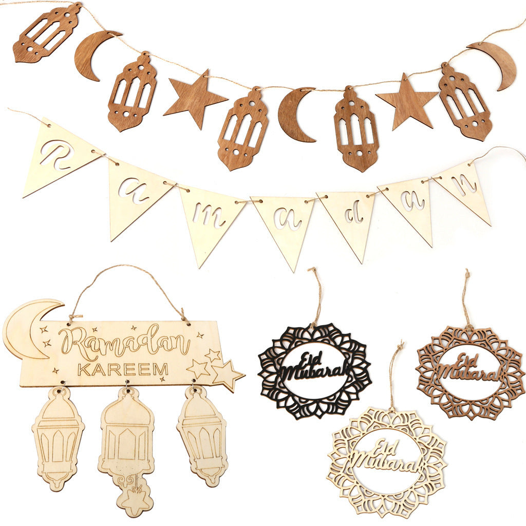 Ramadan eid pendants wooden