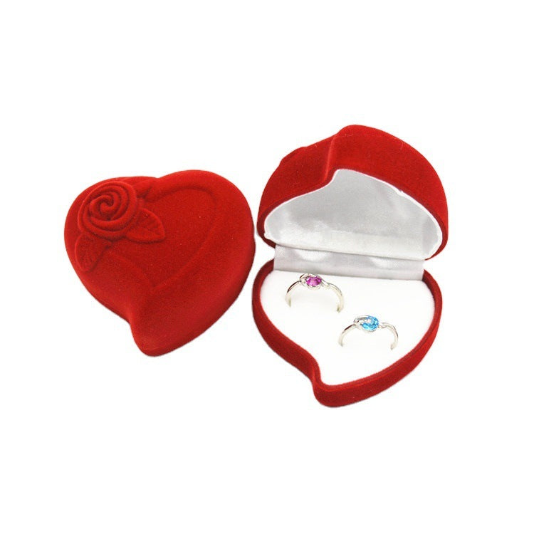 Wedding Big Red Flocking Fabric Ring Box