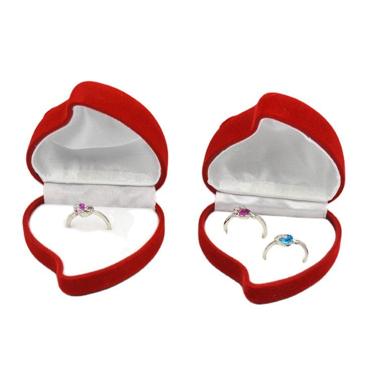 Wedding Big Red Flocking Fabric Ring Box