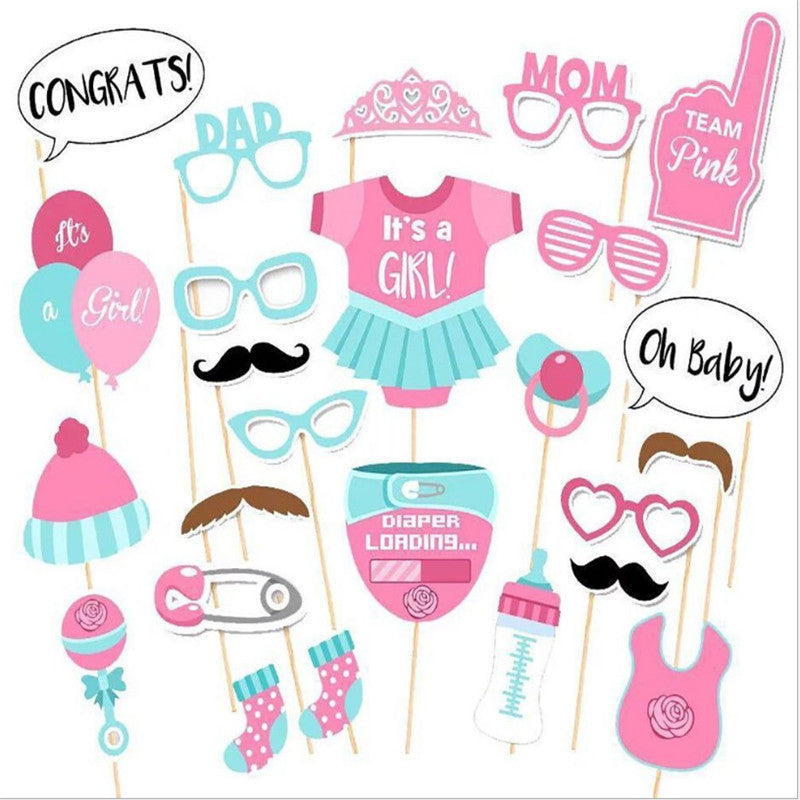 Baby Shower Gender Reveal Selfie Props 25pcs