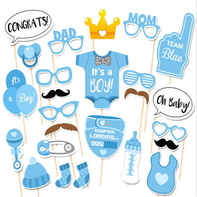 Baby Shower Gender Reveal Selfie Props 25pcs