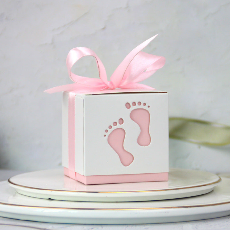 Hollow Baby Footprints Wedding Candy Box