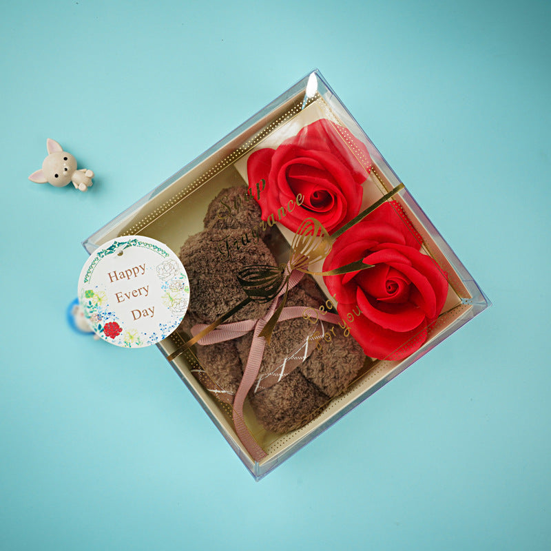Festival Present Towel Bear Gift Box Teacher's Day Gift Soap Flower Transparent Gift