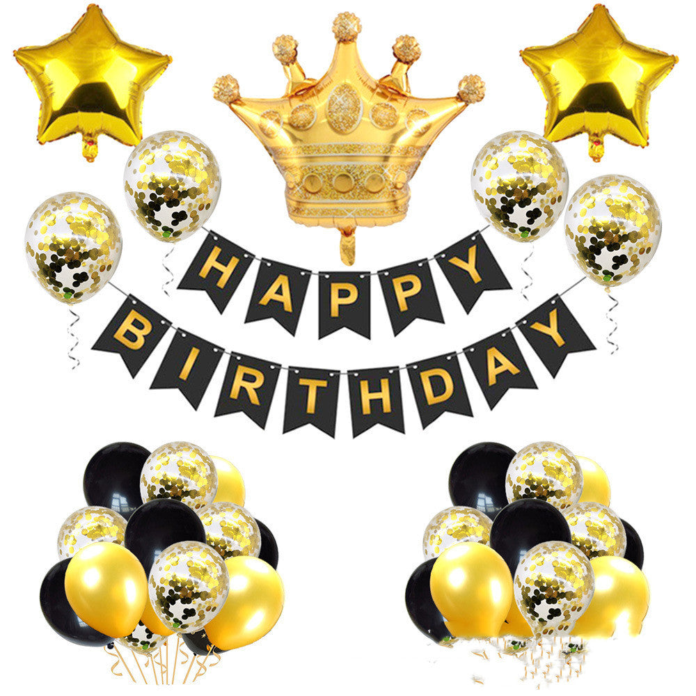 Black Gold Birthday Party Balloon Decoration Set