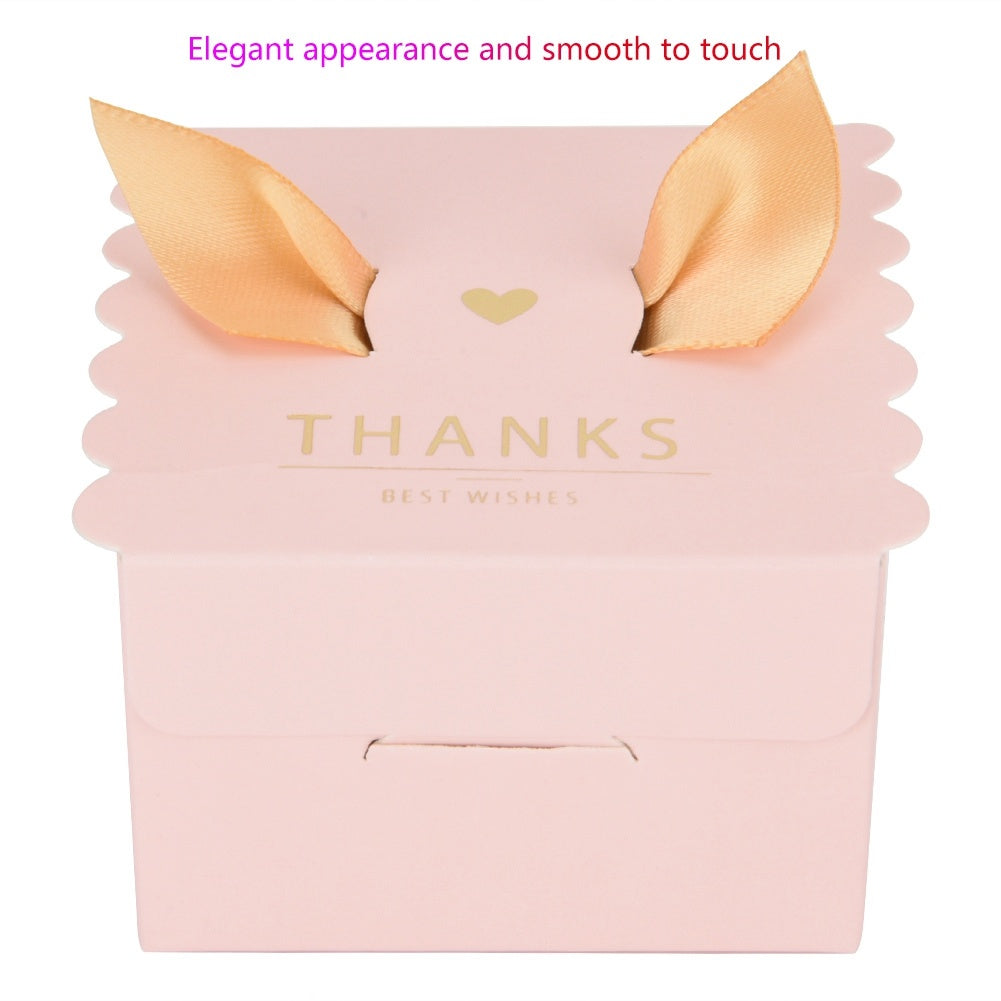 50 pcs Wedding Party Paper Candy Chocolate Cake Decoration Box Gift (Pink thanks)