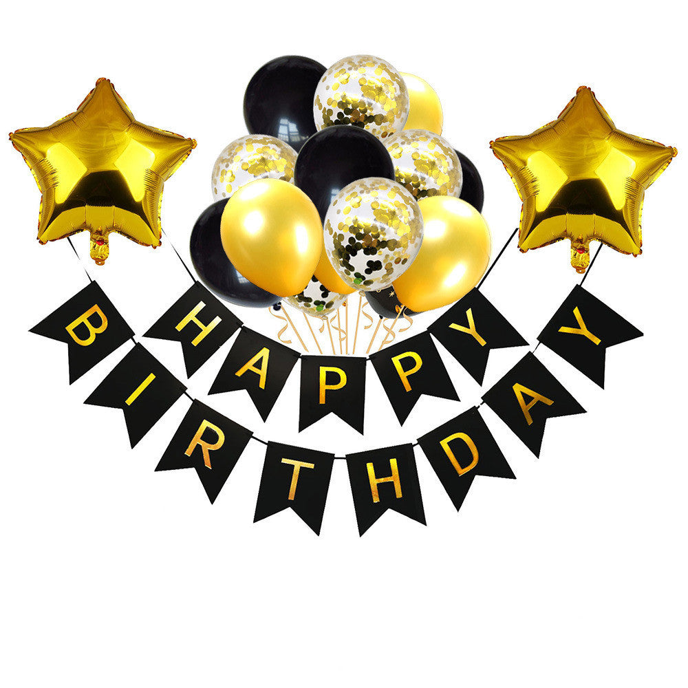 Black Gold Birthday Party Balloon Decoration Set