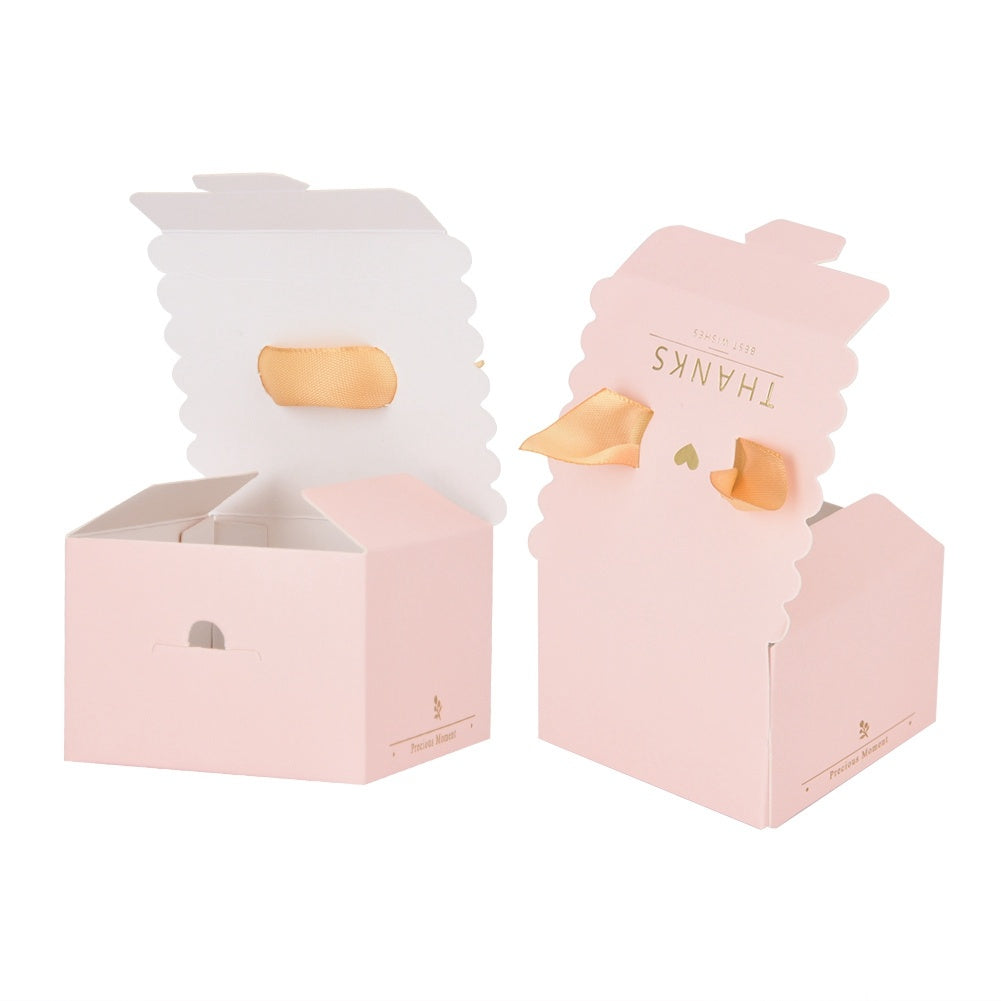 50 pcs Wedding Party Paper Candy Chocolate Cake Decoration Box Gift (Pink thanks)