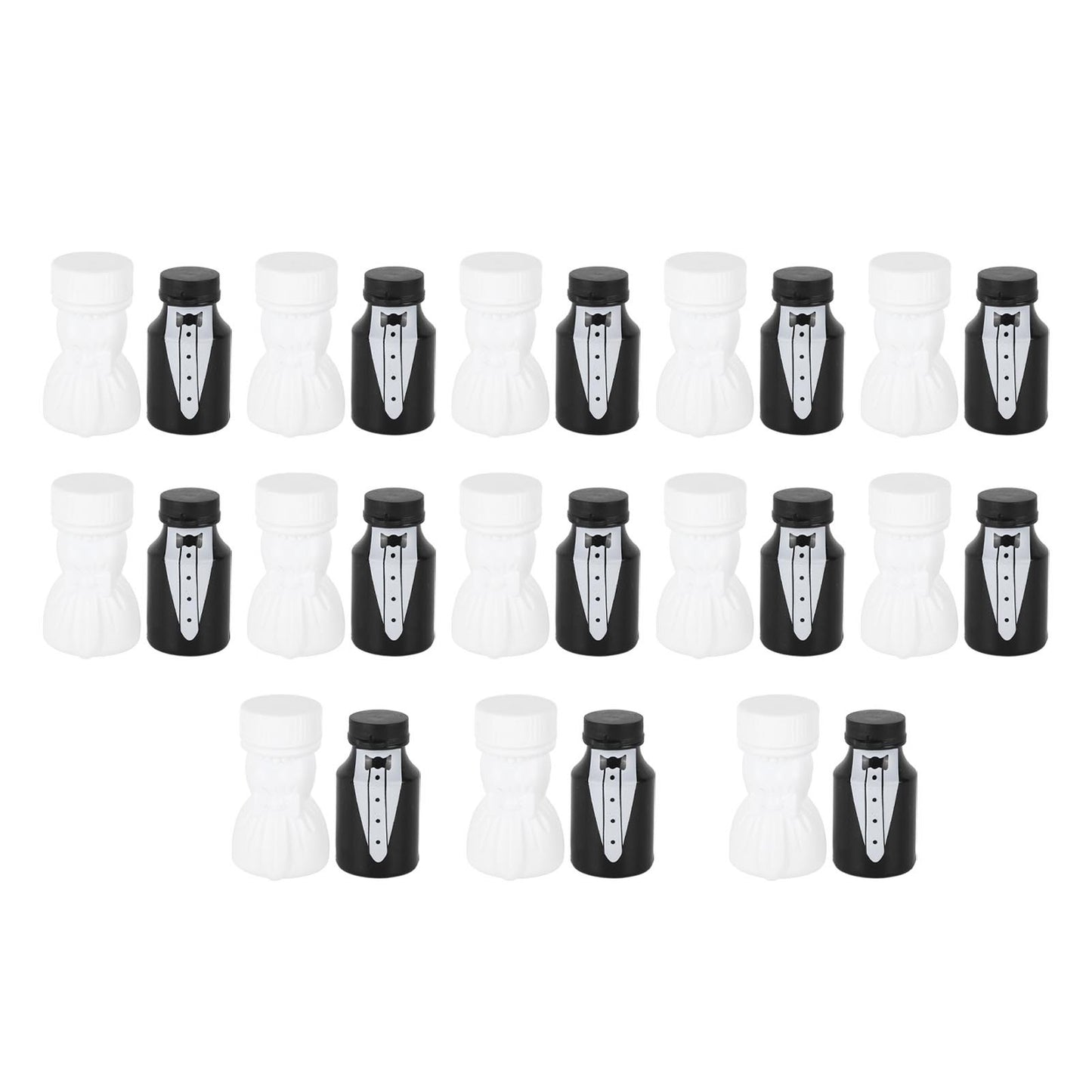 26PCS Wedding Bubble Bottles Bride and Groom Shape Mini Bubble Party Bottle for Anniversary Engagement Bridal Celebration Black and White