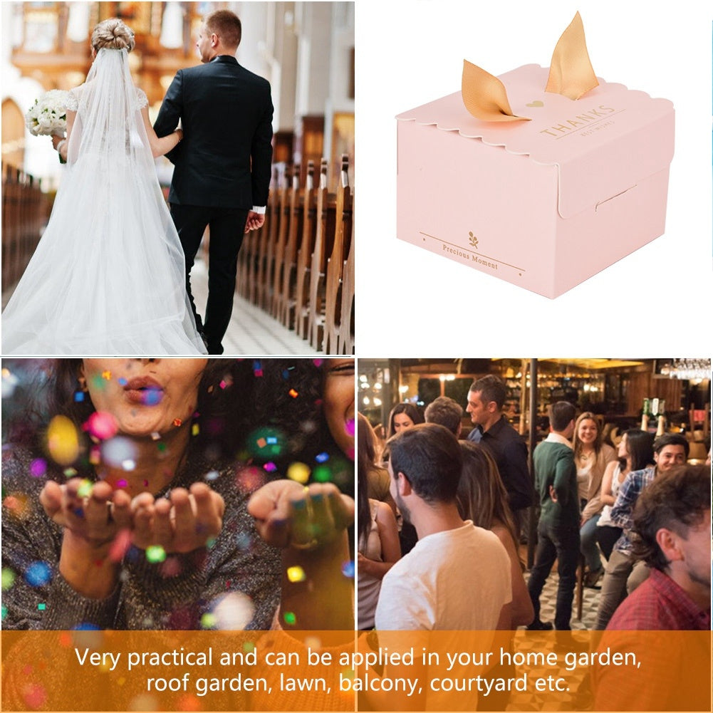 50 pcs Wedding Party Paper Candy Chocolate Cake Decoration Box Gift (Pink thanks)