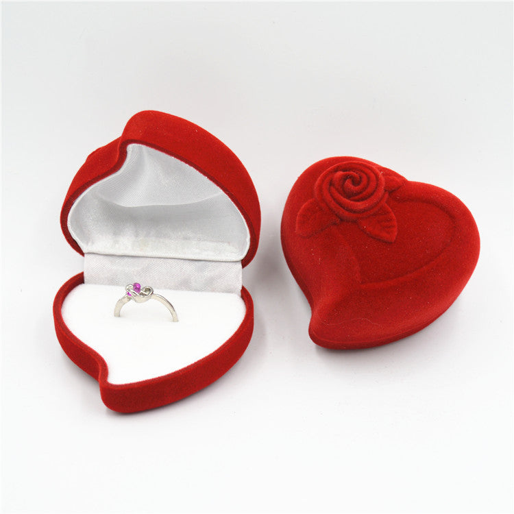 Wedding Big Red Flocking Fabric Ring Box