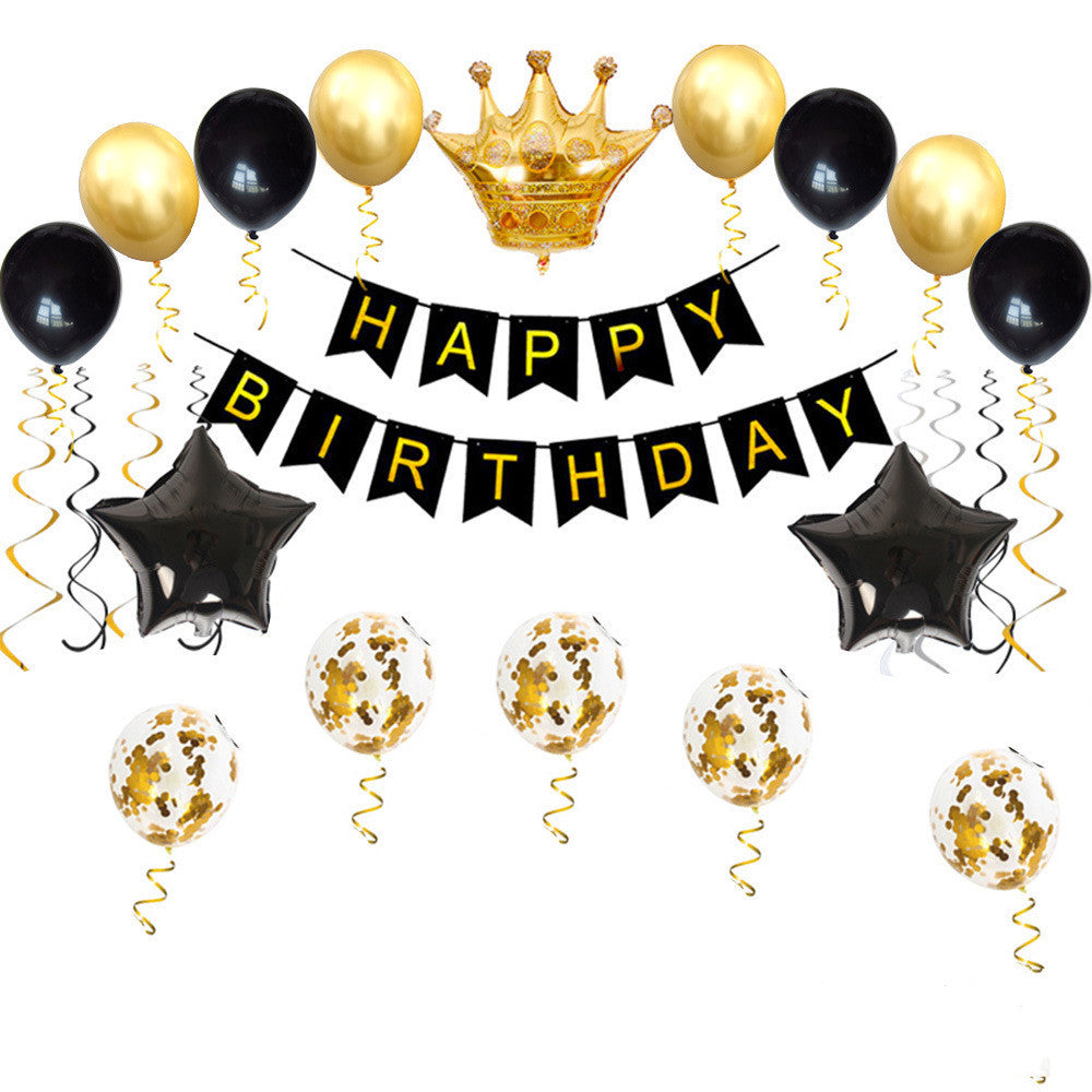 Black Gold Birthday Party Balloon Decoration Set