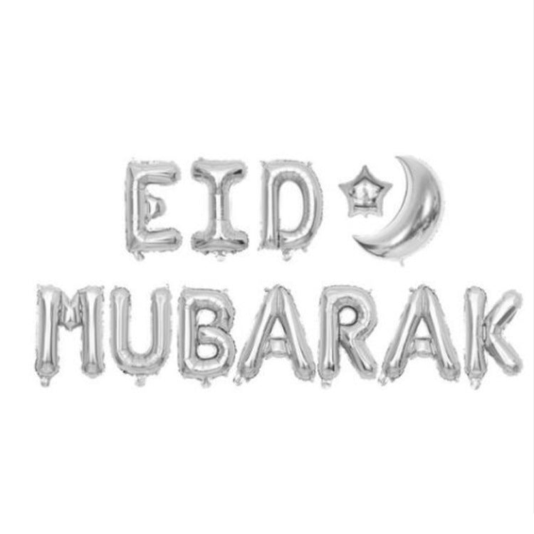 Eid mubarak silver star balloon