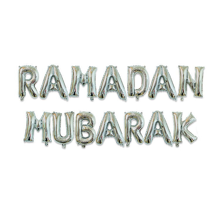 Ramadan mubarak silver balloon