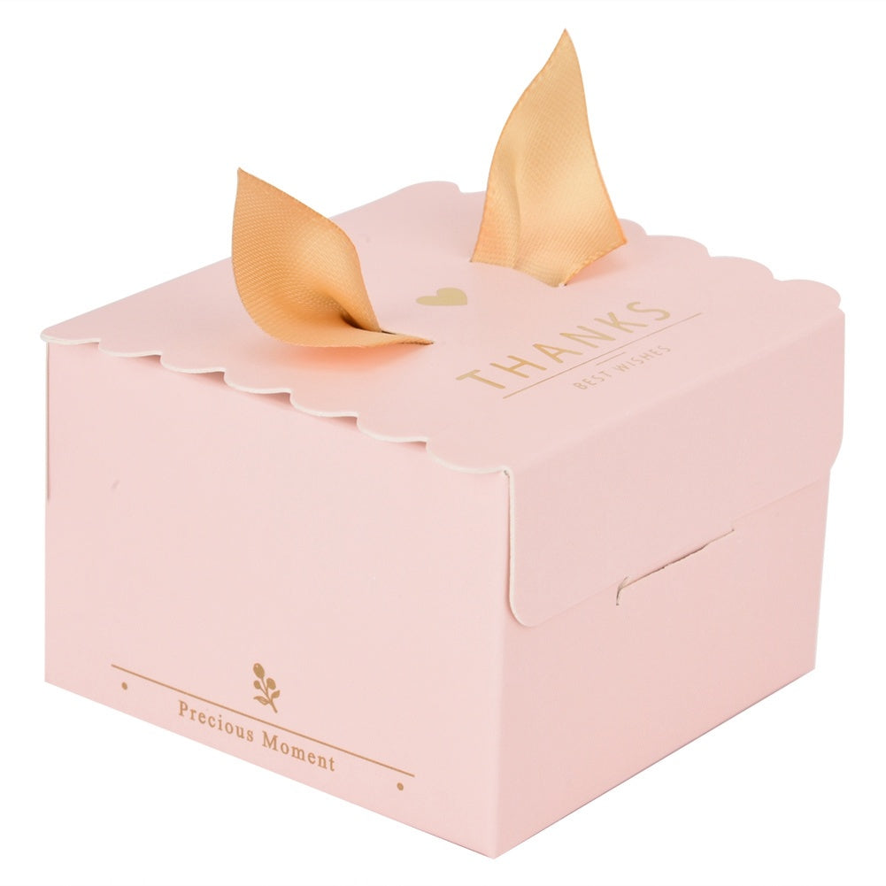 50 pcs Wedding Party Paper Candy Chocolate Cake Decoration Box Gift (Pink thanks)