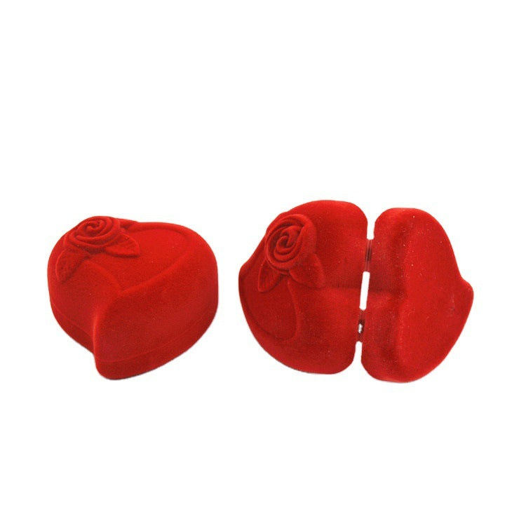 Wedding Big Red Flocking Fabric Ring Box