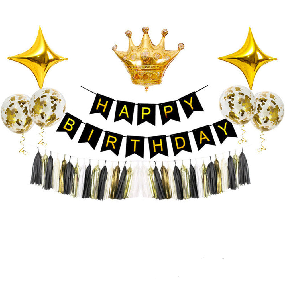 Black Gold Birthday Party Balloon Decoration Set