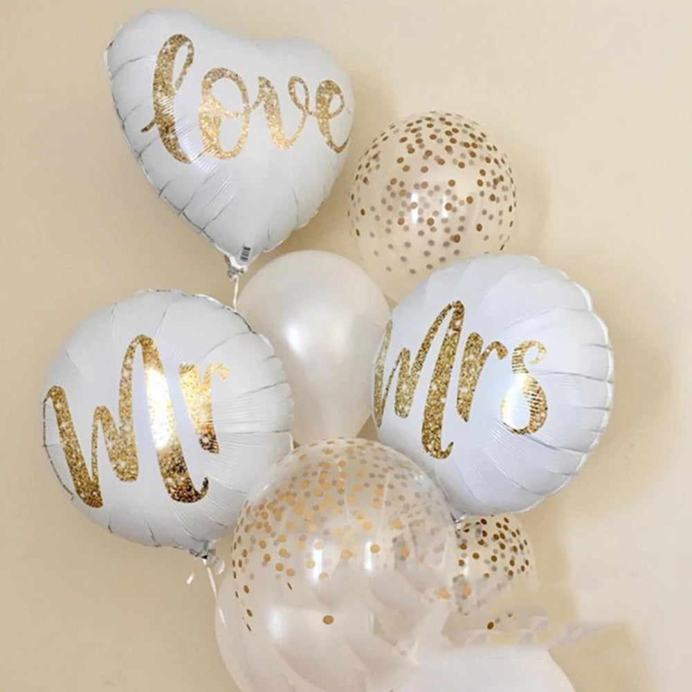 9 Pieces Set 18 Inch Gold Sequins Mr & Mrs Aluminum Film Balloon Wedding Valentine's Day Product