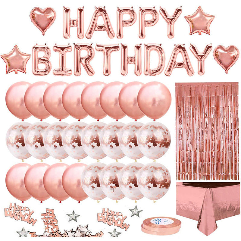 Large Birthday Balloon Tablecloth Backdrop Party Set