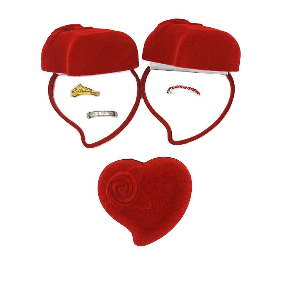 Wedding Big Red Flocking Fabric Ring Box