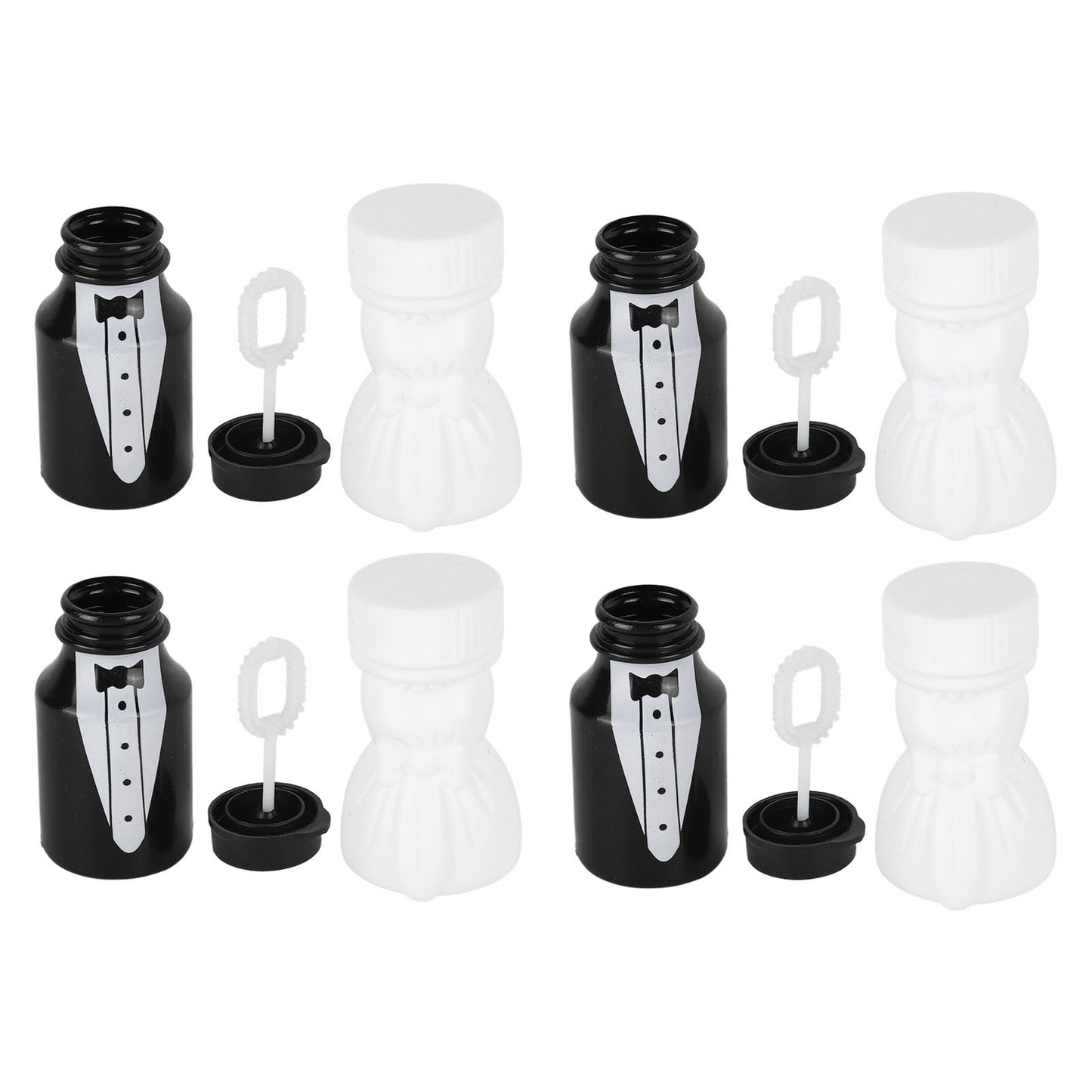 26PCS Wedding Bubble Bottles Bride and Groom Shape Mini Bubble Party Bottle for Anniversary Engagement Bridal Celebration Black and White