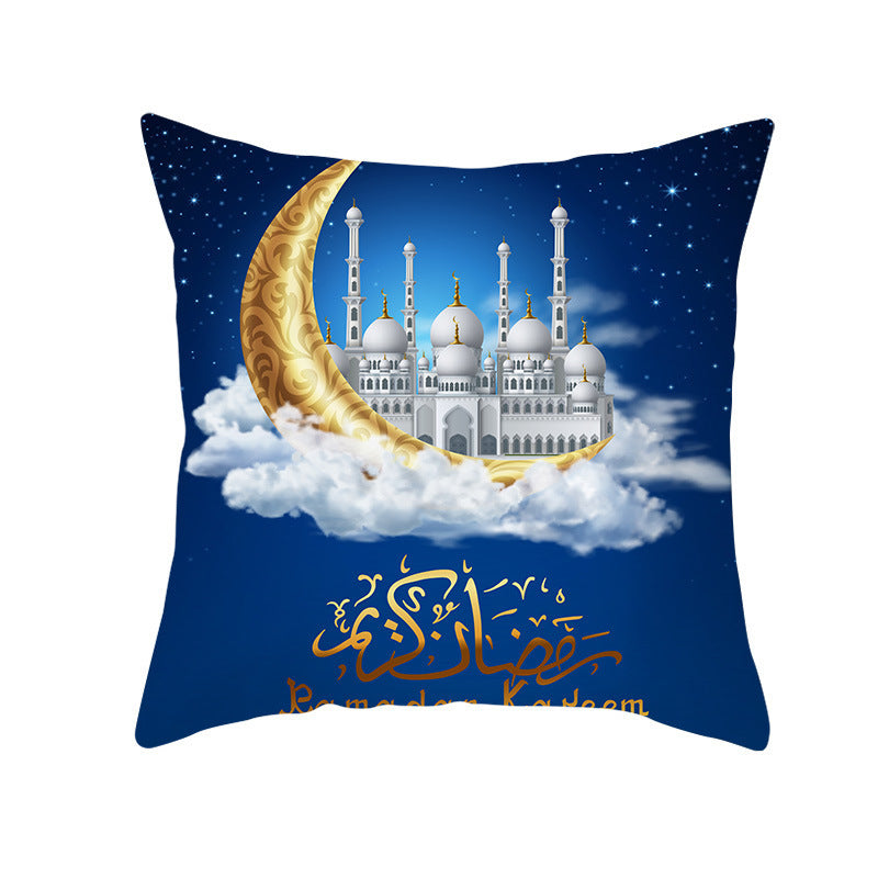 ramadan blue gold moon pillow