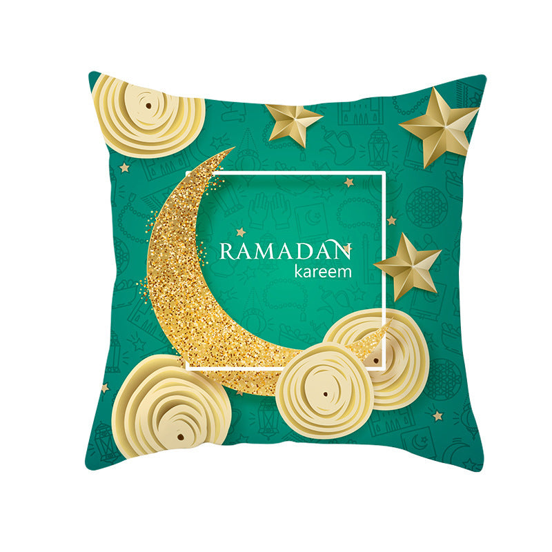 ramadan green and gold pillow