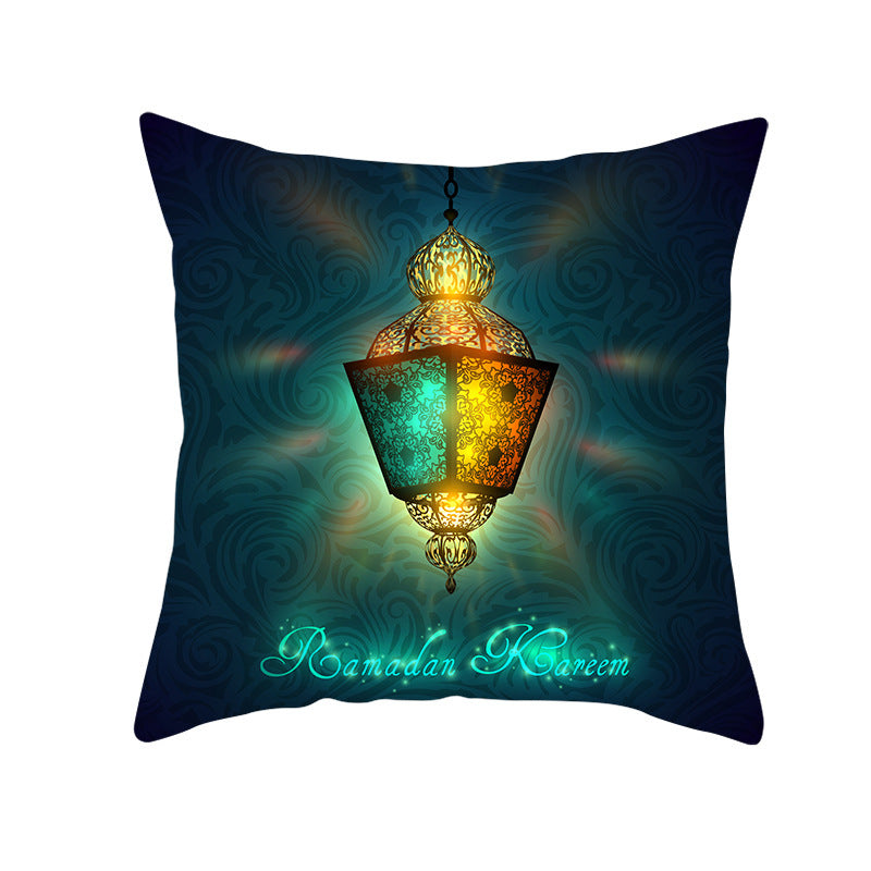 ramadan teal lamp pillow