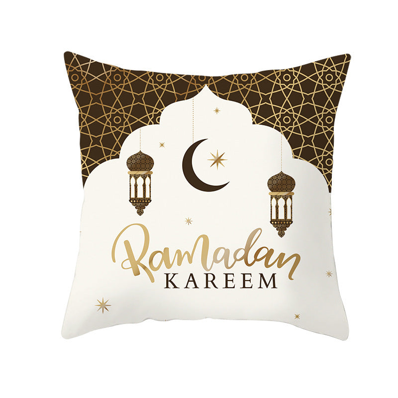 ramadan white black gold pillow