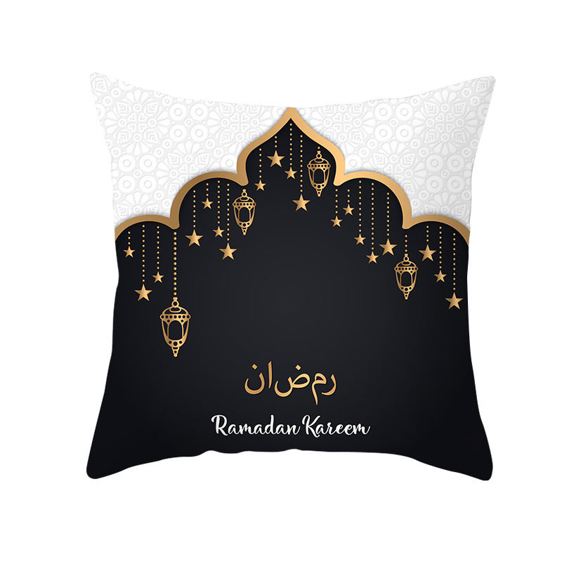 ramadan white black lantern pillow