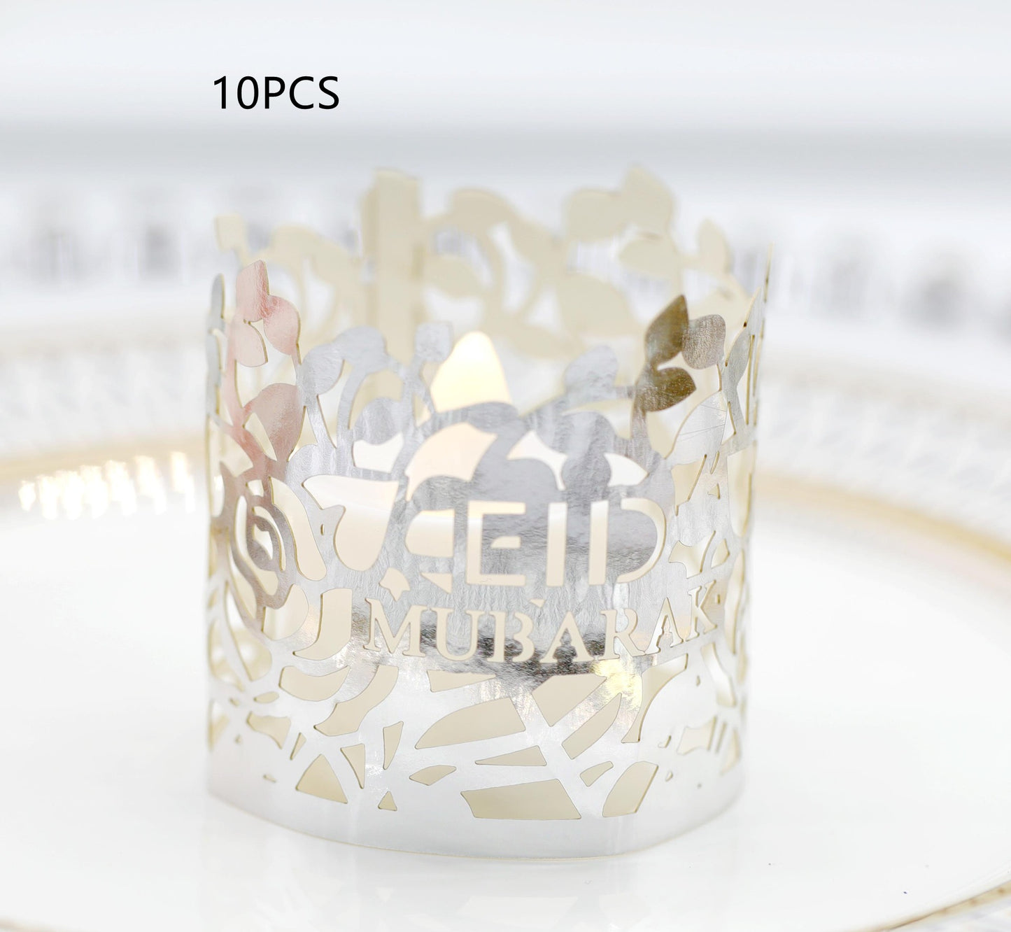 silver Eid candle
