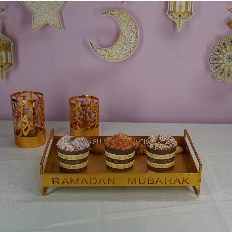 Iron Golden Tray Dessert Stand for Ramadan & Eid