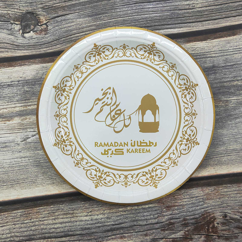 Muslim Eid Ramadan Tableware Disposable Paper Plate Paper Cup