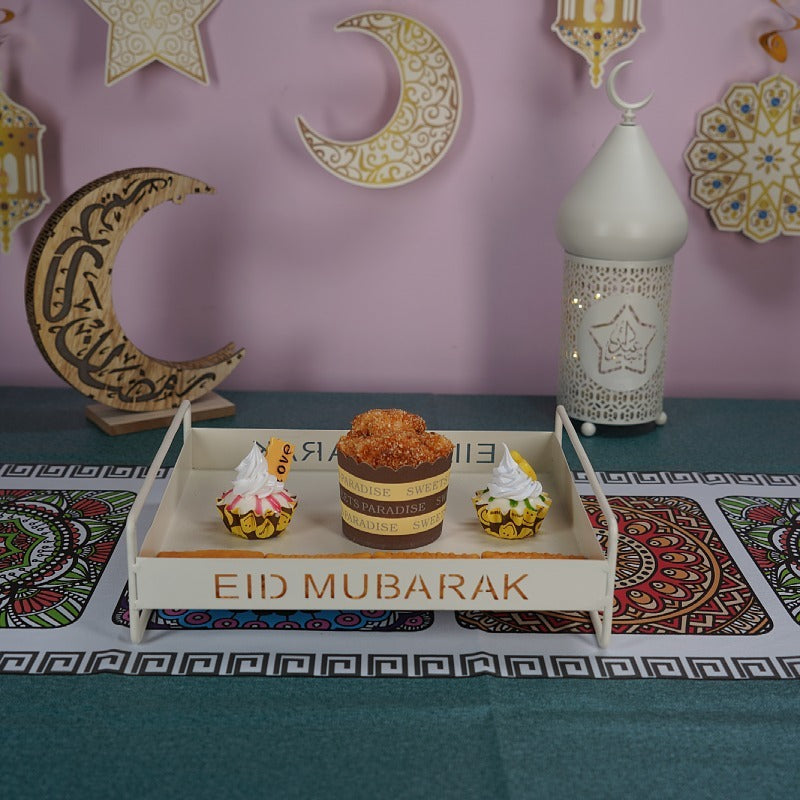 Iron Golden Tray Dessert Stand for Ramadan & Eid