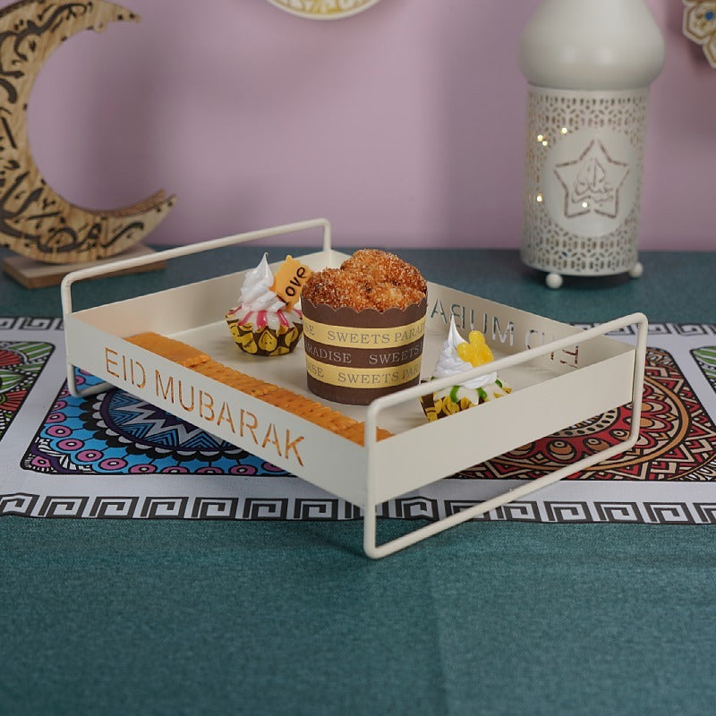 Iron Golden Tray Dessert Stand for Ramadan & Eid