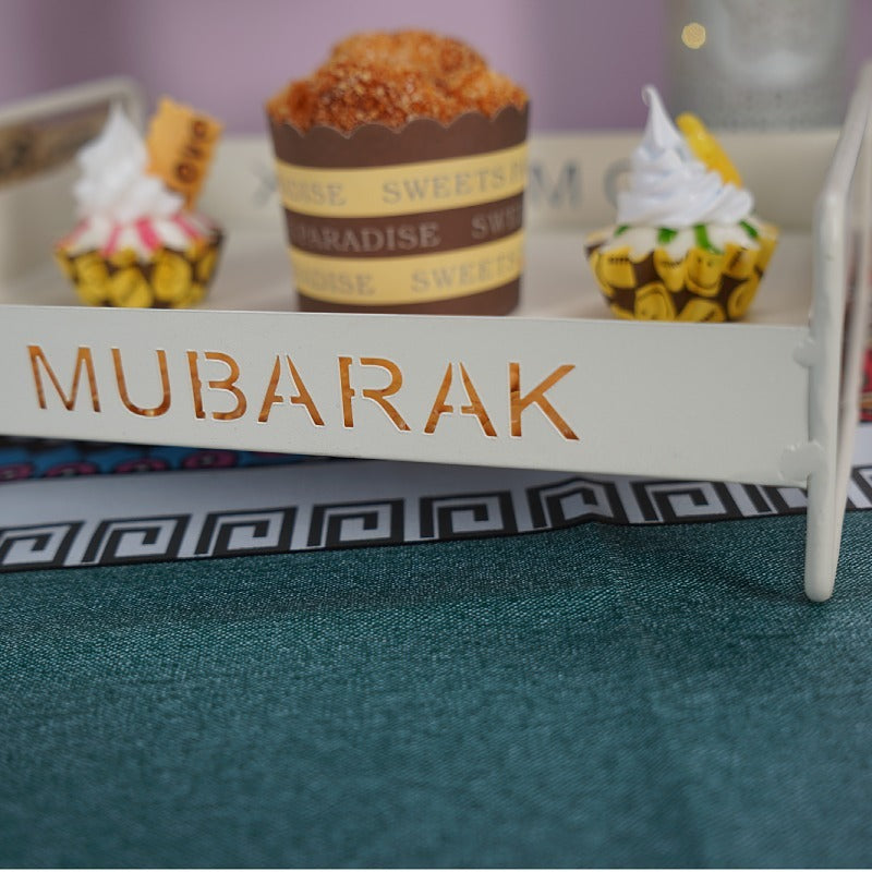 Iron Golden Tray Dessert Stand for Ramadan & Eid