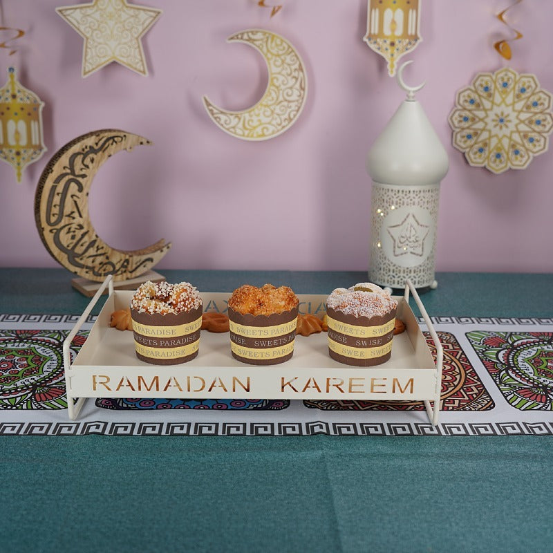 Iron Golden Tray Dessert Stand for Ramadan & Eid