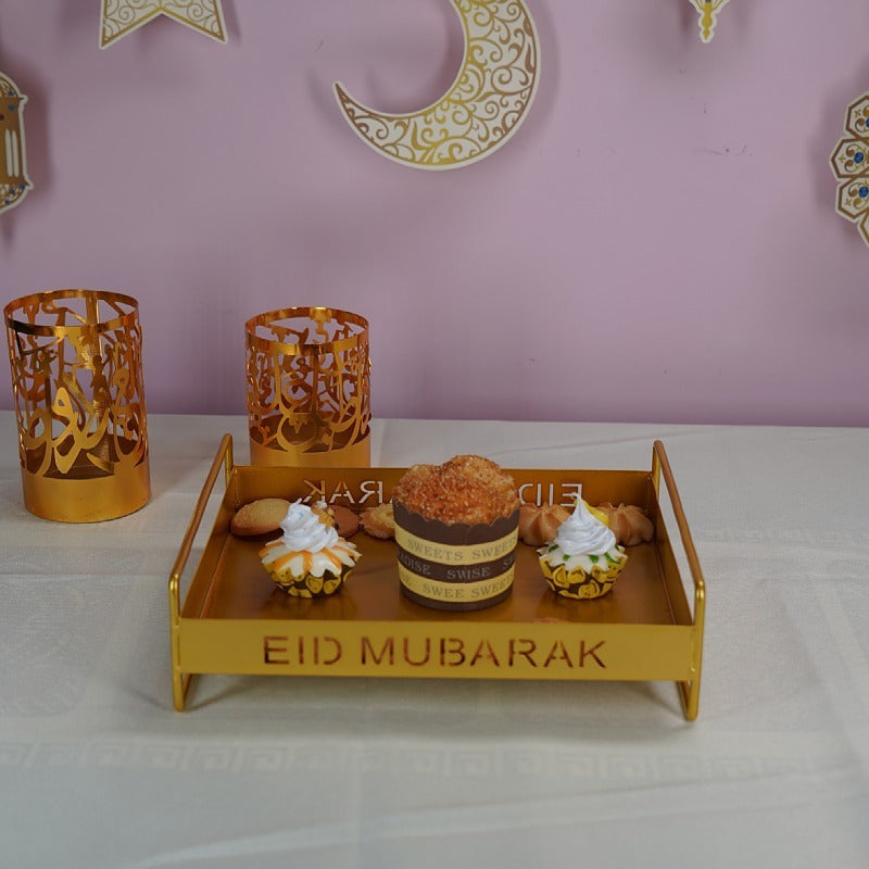 Iron Golden Tray Dessert Stand for Ramadan & Eid