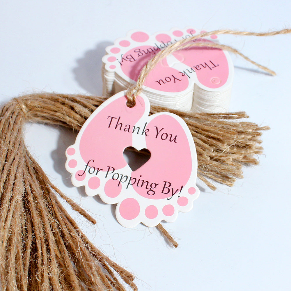 girl baby foot favor tag