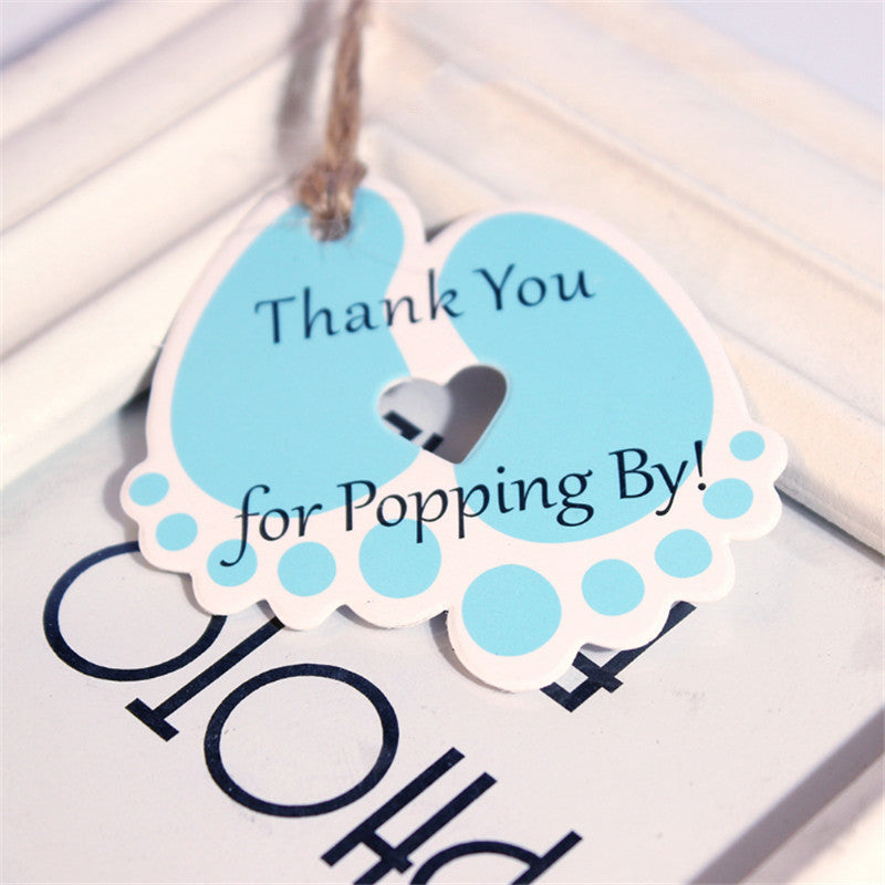 boy baby foot favor tag