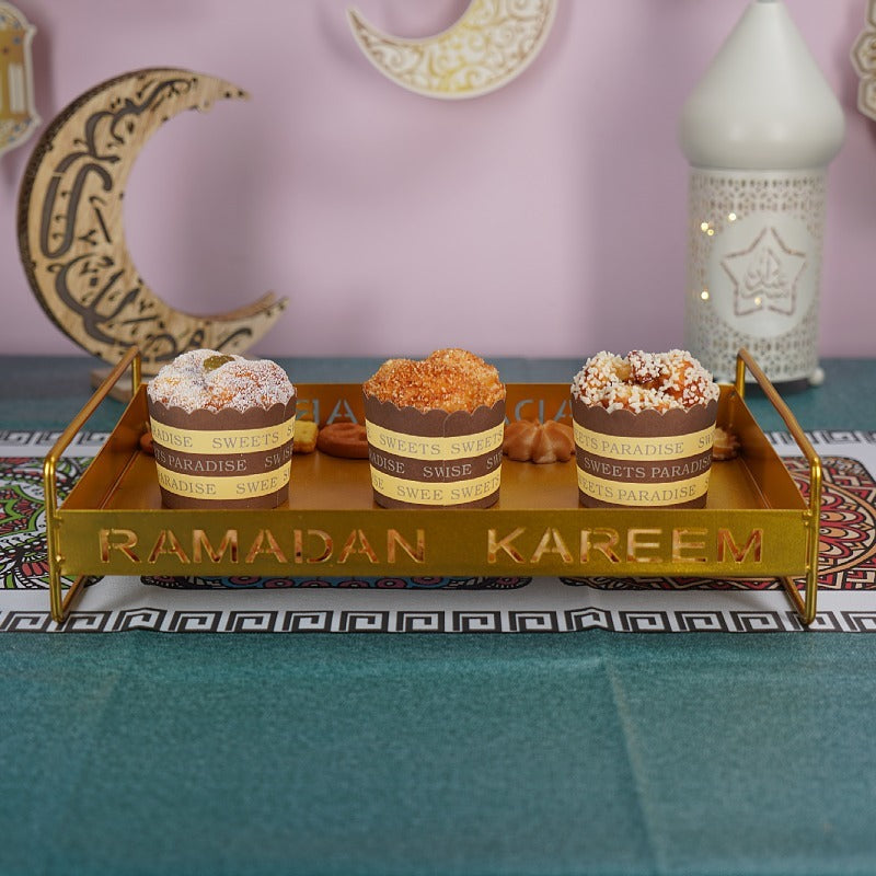 Iron Golden Tray Dessert Stand for Ramadan & Eid