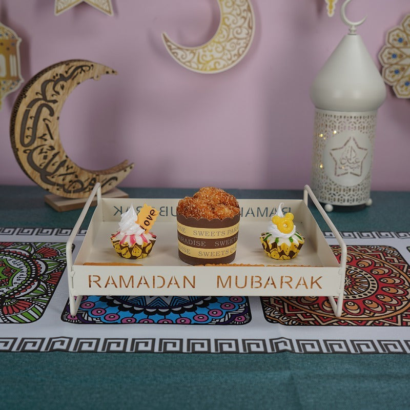 Iron Golden Tray Dessert Stand for Ramadan & Eid